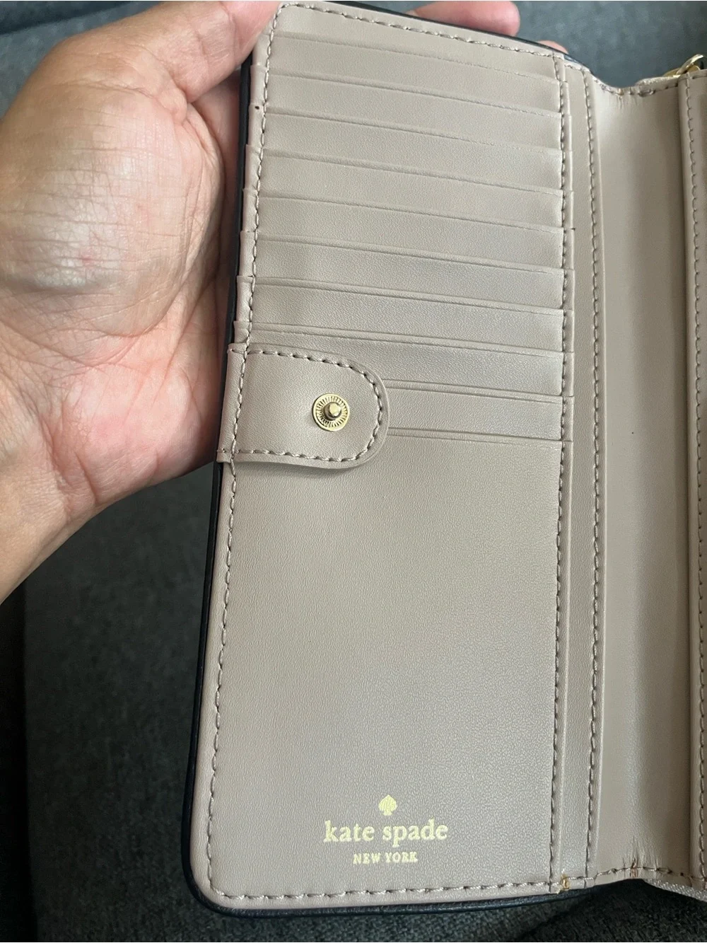 Kate Spade Beige Pebbled Leather Long Wallet